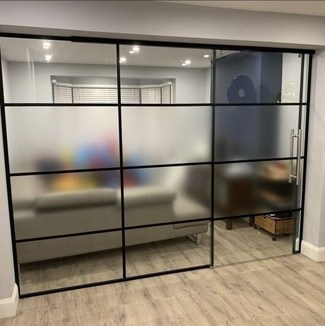 Black Glass Partitions provide stylish solutions for dry jointing in addition the industrial style with applied aluminium transom bars Glass Partition Wall, Dental Office Design Interiors, Interior Ceiling Design, Glass Room, Dental Office Design, Glass Doors Interior, Glass Installation, Glass Partition, Room Partition