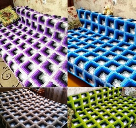 3d Blanket, Kare Motif, Modern Haken, Crochet Blanket Stitch Pattern, Crochet Blanket Tutorial, Bags Patterns, Granny Square Crochet Patterns Free, Crochet Blanket Pattern Easy, Crochet Afghan Patterns Free