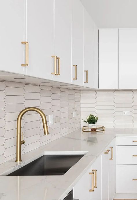 77 Inspiring Kitchen Backsplash Ideas for 2024 Kitchen Tiles Backsplash 2024, Kitchen Backsplash Ideas, Whitewash Brick Backsplash, Kitchen Cabinets And Backsplash, Backsplash Trends, Trendy Kitchen Backsplash, Trendy Kitchen Tile, Hexagon Backsplash, Backsplash Patterns