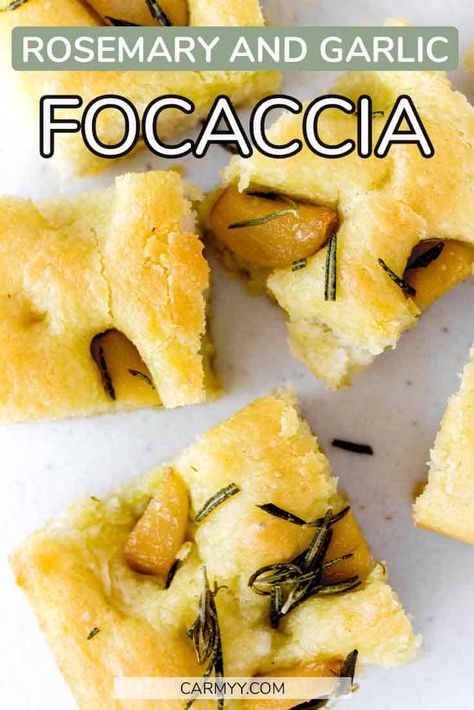 Foccacia Bread With Garlic Confit, Garlic Confit Focaccia, Recipes With Garlic Confit, Rosemary Garlic Foccacia Bread, Garlic Rosemary Foccacia Bread, Roasted Garlic Foccacia, Garlic Foccacia Bread, Garlic Focaccia Bread, Bread For Beginners