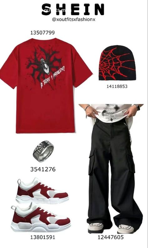 Spider Man Outfit Y2k, Shein Men Outfit Summer, Shien Clothes Outfits Y2k, Shien Clothes Outfits Men, Shein Outfits Idea, Aesthetic Clothes Shein, Simple Trendy Outfits Casual, Shein Outfits Aesthetic, Shein Outfits With Code