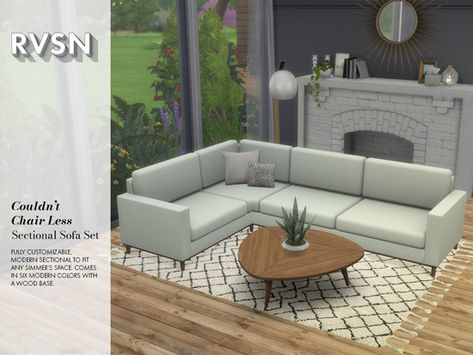 Fully customizable, modern sectional to fit any simmer's space. Comes in six modern colors with a wood base. Found in TSR Category 'Sims 4 Living Room Sets' Sims 4 Corner Sofa, Living Room Sims 4, Sims 4 Cc Furniture Living Rooms, Die Sims 4, Muebles Sims 4 Cc, Sims 4 Cc Furniture, Sims 4 Build, Living Room Sets Furniture, Sims 4 Houses