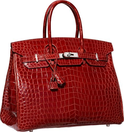 Luxury Accessories:Bags, Hermes 35cm Shiny Rouge H Porosus Crocodile Birkin Bag withPalladium Hardware. Q Square, 2013. Excellent to Pristine... Red Birkin, Tas Hermes, Hermes Birkin Handbags, Crocodile Bags, Handbag Heaven, Beautiful Handbags, Hermes Handbags, Bougainvillea, Hermes Bags