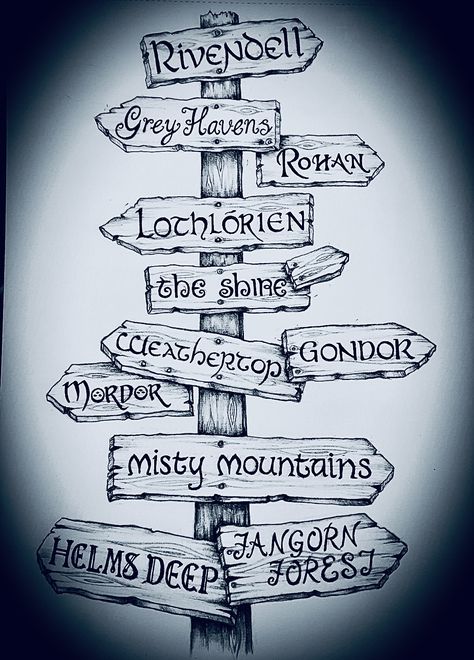 Lord Of The Rings Journal, Lord Of The Rings Sketches Easy, Lord Of The Rings Drawing Sketches, Lord Of The Rings Drawing Easy, Lotr Drawings Easy, Lotr Art Sketches, The Hobbit Drawings, Lord Of The Rings Sketches, Sign Post Drawing