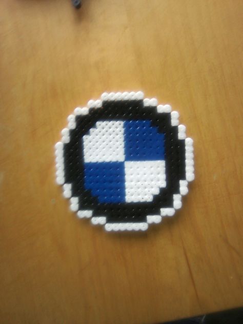 BMW logo Bmw Pixel Art, Easy Perler Beads, Hamma Beads Ideas, Pearl Beads Pattern, Easy Perler Beads Ideas, Hama Beads Design, Perler Crafts, Perler Beads Ideas, Diy Perler Bead Crafts