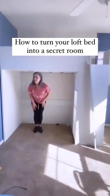 Farmhouse Stylebook on Instagram: "@melissagarchiediy turned her LOFT BED INTO A SECRET ROOM!🤩 LOOKS SOOOO AMAZING!💖💖💖 Check out @melissagarchiediy for more videos!👍 And don’t forget to follow us for daily farmhouse posts! ❤️(credit: @melissagarchiediy )⠀⠀⠀⠀⠀ —⠀⠀⠀⠀⠀⠀ Follow us for daily farmhouse love❤⠀⠀⠀⠀⠀⠀⠀⠀⠀⠀⠀⠀⠀⠀⠀⠀⠀⠀⠀⠀⠀⠀⠀⠀ .⠀⠀⠀⠀⠀⠀⠀⠀⠀⠀⠀⠀⠀⠀⠀⠀⠀⠀⠀⠀⠀⠀⠀⠀⠀ .⠀⠀⠀⠀⠀⠀⠀⠀⠀⠀⠀⠀⠀⠀⠀⠀⠀⠀⠀⠀⠀⠀⠀⠀⠀ #farmhousedecor #farmhouse #countryliving #farmhouseliving #joannagaines #farmhousehome #modernfarmhousestyle #fa Secret Loft Room, How To Turn Your Loft Bed Into A Secret Room, Loft Above Kitchen, Cool Secret Rooms, Build A Loft Bed, American Farmhouse Style, Secret Room, Secret Space, Cottages And Bungalows