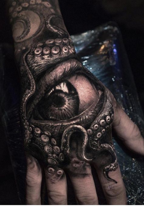 Weird Hand Tattoos, Kraken Hand Tattoo, Tentacle Tattoo, Cthulhu Tattoo, Octopus Tattoo Sleeve, Kraken Tattoo, Octopus Tattoo Design, Pirate Tattoo, Octopus Tattoos