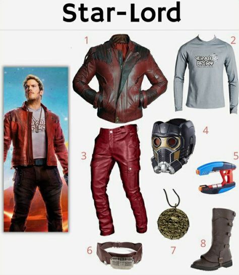 Star Lord Costume, Star Lord Cosplay, Red Leather Pants, Dark Brown Leather Boots, The Guardians Of The Galaxy, Old Comic Books, Marvel Costumes, Galaxy Theme, Marvel Cosplay