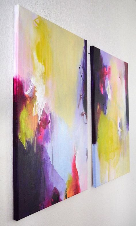 Yellow Abstract Painting, Painting Canvases, Pink Painting, Yellow Abstract, Hur Man Målar, Tableau Art, Contemporary Abstract Art, Arte Inspo, Abstract Artists