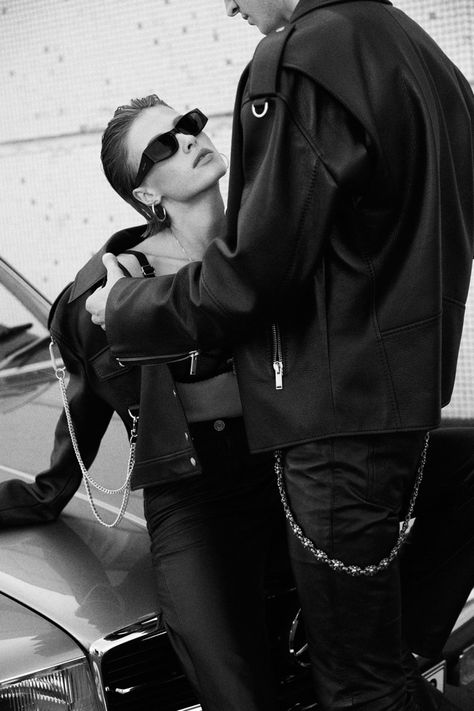 Leather Couple Photoshoot, Couples Photoshoot Leather Jacket, Couples Fashion Editorial, Rock Couple Photoshoot, Biker Editorial, Photoshoot Man And Woman, Couple Editorial Shoot, Edgy Couple Photoshoot, Fashion Editorial Couple