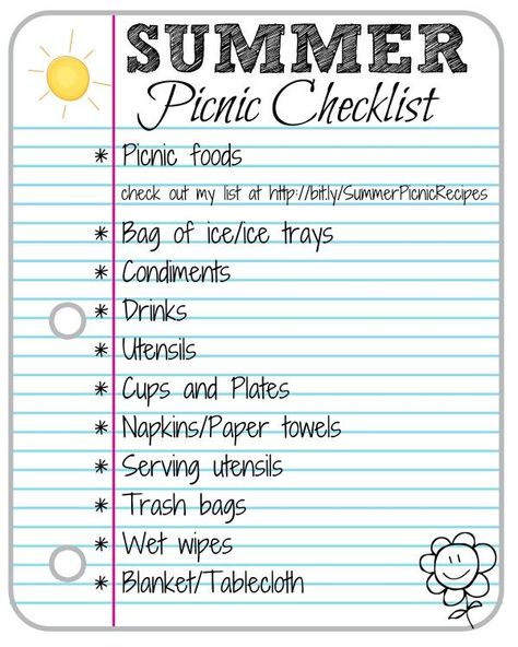 Don't forget anything essential for your picnic with this printable checklist Picnic Checklist, Picnic Food List, Summertime Ideas, Summer Potluck Recipes, Picnic Planning, Picnic Menu, Picnic Inspiration, Picnic Essentials, Picnic Birthday