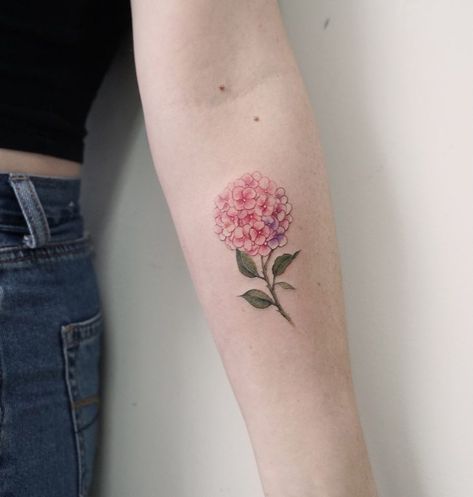 Small Flower Tattoos For Women, Flower Tattoos For Women, Hydrangea Tattoo, Lantana Flower, Today Tattoo, Tiny Flower Tattoos, Small Sister Tattoos, Auckland Newzealand, Tattoo Coverup