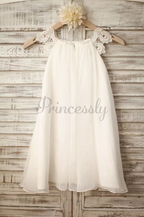 Shop Online Flower Girl Dresses for Wedding | 317 Styles, 12 Colors - 9 - Princessly Chiffon Flower Girl Dress, Chiffon Flower, Country Church, Flower Girl Dress Lace, Chiffon Flowers, Wedding Flower Girl, Cap Dress, Vestidos Vintage, Lace Flower