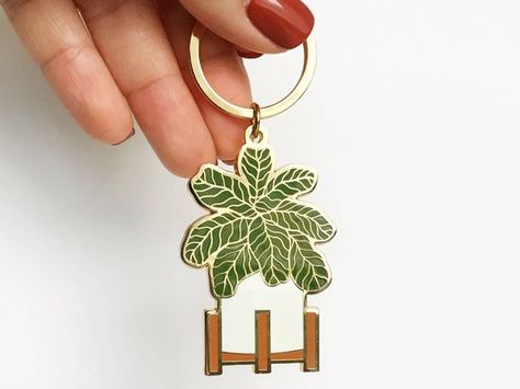 Fiddle Leaf Fig Enamel Keychain | Cute Plant Keychain | Mid Century Planter Keychain | Key Fob | Key Cool Airbnb, Plant Keychain, Leaf Keychain, Enamel Keychain, Fig Plant, Mid Century Planter, Keychain Cute, Fiddle Leaf, Fiddle Leaf Fig