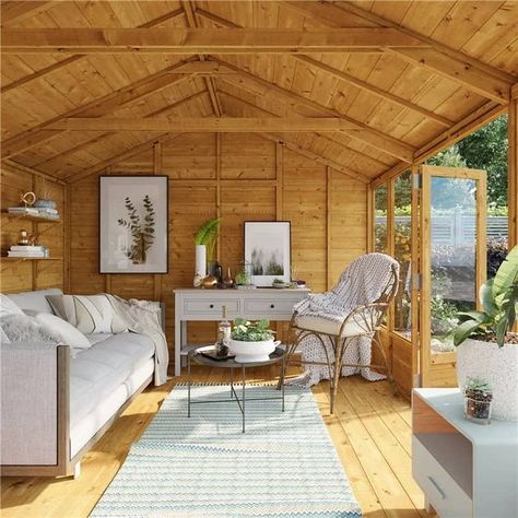 What's the Best Summerhouse? | The Best Summerhouses Summer House Ideas, Building A Shed Base, Garden Log Cabins, Insulated Garden Room, Corner Summer House, Tongue And Groove Panelling, Shed Interior, Apex Roof, Aluminium Gates