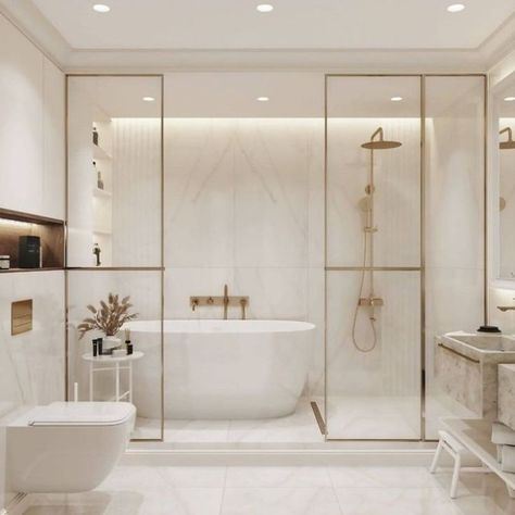 #bathroomdecoration #bathroominterior #showerroom #bathroomrenovation #dreambathroom #bathroomdetails #whitebathroom #bathroominspo #instabathroom #bathroomdecor Bathroom Interior Design Luxury, Elegant Bathroom Design, Bilik Air, Bilik Idaman, Bathroom Decor Luxury, Bathtub Design, Bad Inspiration, Classic Bathroom, تصميم للمنزل العصري