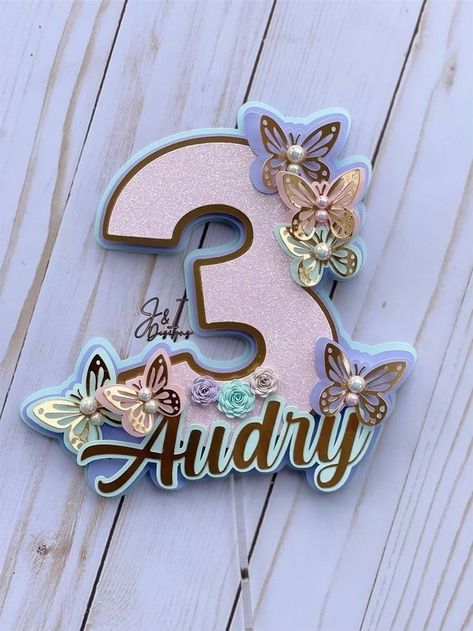 Butterfly Themed Birthday Party, Floral Backdrops, Diy Cake Topper Birthday, Cricut Cake, Floral Cake Topper, Butterfly Cake Topper, Topper Design, Cricut Birthday, 3d Cake Toppers