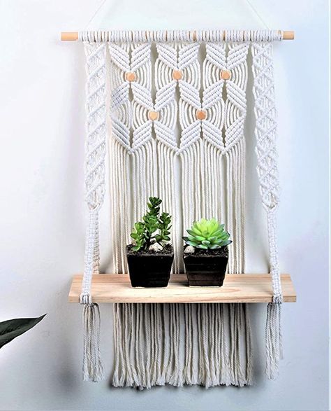 Plant Shelf Window, Natural Floating Shelves, Room With Window, Round Wall Shelves, Shelf Window, Macrame Hanging Shelf, Rope Plant Hanger, Macrame Shelf, Window Plants