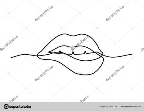 one line lips ilustration Line Lips, Lip Outline, Lip Piercings, Mouth Drawing, Lips Drawing, Lip Tattoos, Lip Piercing, Lip Art, Minimal Design