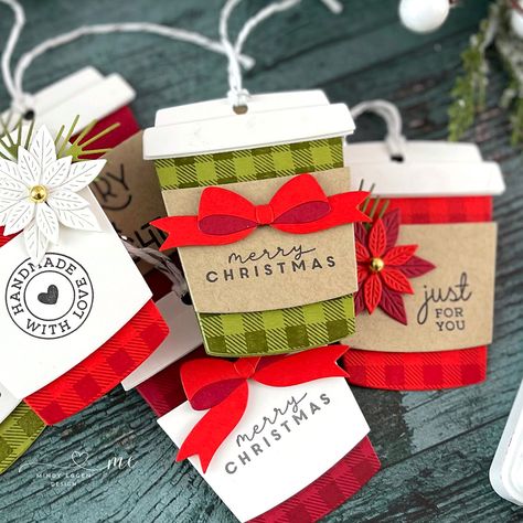 Christmas Gift Tags Stampin Up, Christmas Tags Handmade, Coffee Themed Cards, Tags Stampin Up, Christmas Gift Tags Diy, Christmas Gift Tags Handmade, Xmas Tags, Ornament Tags, Christmas Craft Fair