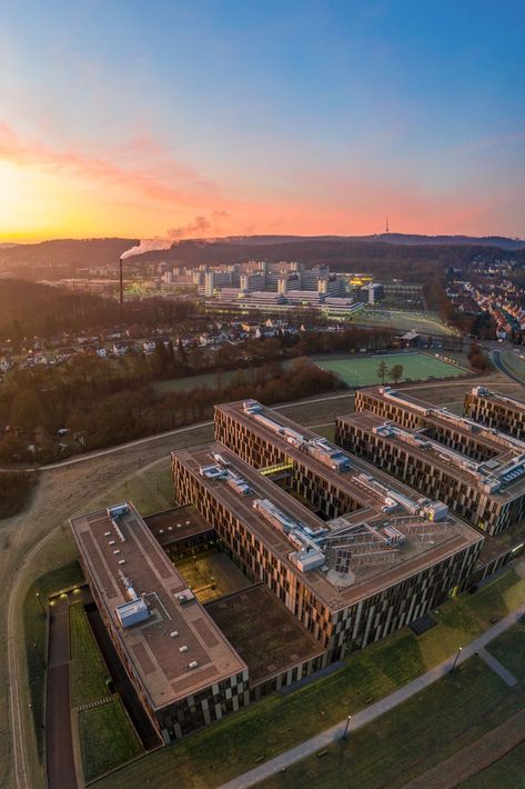 New building of the University of Applied Sciences in the foreground, main building of Bielefeld University in the background (Bielefeld, Germany). #Bielefeld #University #Aerial Bielefeld Germany, Aerial Photos, New Building, Applied Science, Aerial Photo, Single Image, Germany Travel, Adobe Lightroom, Railroad Tracks