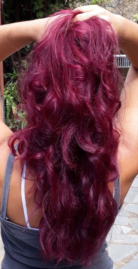 Red Pink Hair Aesthetic, Hair Dye Ideas Without Bleach, Winter Fashion Hair Color, Raspberry Colored Hair, Purple Ish Red Hair, Pink Hair On Dark Hair, Long Colorful Hair, Rosy Pink Hair, Dark Hot Pink Hair