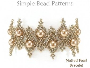 DIY Bracelet Beaded Netting Instructions Jewelry Making Tutorial Beaded Netting Patterns, Bugle Bead Patterns, Pearl Bracelet Tutorial, Jewelry Making Instructions, Jewelry Making Patterns, Stitch Bracelet, Beading Netting, Motifs Perler, Beaded Bracelets Tutorial