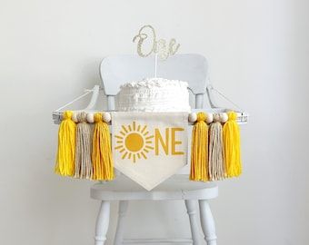 Ombre Yellow Tassel Garland Sunshine Birthday First Trip Around the Sun 1st Birthday Backdrop Summer Lemon Party Nursery Wall Decors - Etsy 1st Trip Around The Sun Birthday Cake Smash, One In The Sun First Birthday, One Year Around The Sun Birthday, Sun Smash Cake, Boho 1st Birthday Party, Sun 1st Birthday Party, Boho 1st Birthday, Gold Glitter Cake Topper, Tassel Banner