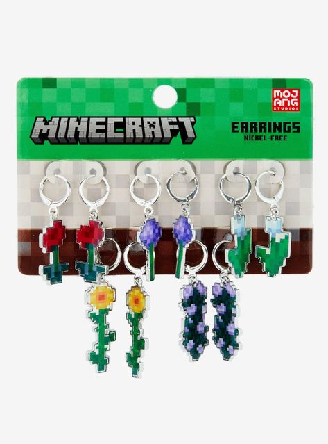 Kandi Earrings, Minecraft Flowers, Minecraft Gifts, Accessories Anime, Gifts For Gamers, Gifts For Guys, Detailed Jewelry, Take My Money, Pixel Perfect