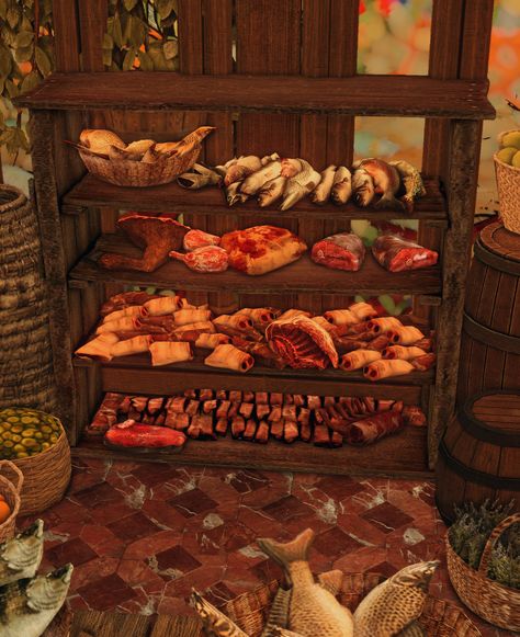 Sims 4 Medieval Cc, Ts4 Medieval, Meat Safe, Fantasy Cabin, Sims 4 Medieval, Medieval Food, Skyrim Nexus Mods, Ts4 Mods, Sims 3 Cc Finds