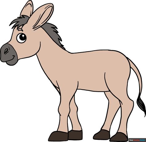 Learn to draw a donkey. This step-by-step tutorial makes it easy. Kids and beginners alike can now draw a great looking donkey. How To Draw Donkey, Donkey Drawing Easy, Cute Donkey Drawing Art, Donkey Craft, New Drawing Ideas, Nativity Animals, Nativity Cards, Donkey Drawing, Yard Animals