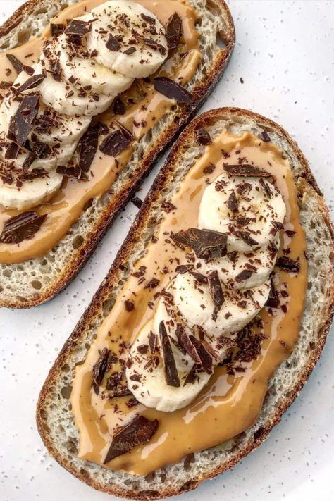 Peanut Butter, Banana and Dark Chocolate on Toast Benefits Of Sourdough Bread, Benefits Of Sourdough, Healthy Toast, Healthy Breakfast Ideas, Peanut Butter Banana, Sourdough Bread, Breakfast Ideas, Dark Chocolate, Healthy Breakfast