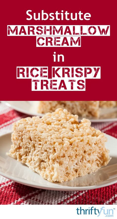 If you are craving Rice Krispy treats but don't have any marshmallows, you can substitute marshmallow cream if you have some on the shelf. This is a guide about substitute marshmallow cream in Rice Krispy treats. Marshmallow Cream Rice Krispie Treats, Rice Krispie Treats With Marshmallow Cream, Make Rice Crispy Treats, Recipes Using Marshmallows, Rice Crispy Squares, Peanut Butter Rice Krispie Treats, Rice Krispie Bars, Rice Crispy Treats Recipe, Peanut Butter Rice Krispies