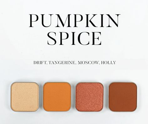 Channel that fall feeling with our Pumpkin Spice Collection. The collection includes 4 eyeshadows in shades: Drift Tangerine Moscow Holly #eyeshadow #eyeshadowlooks #eyeshadowmakeup #seintbeauty #seintmakeup Eyeshadow Combos, Fall Eyeshadow Looks, Spice Collection, Fall Eyeshadow, Fast Makeup, Fall Feeling, Maskcara Makeup, Eyeshadow For Blue Eyes, Maskcara Beauty