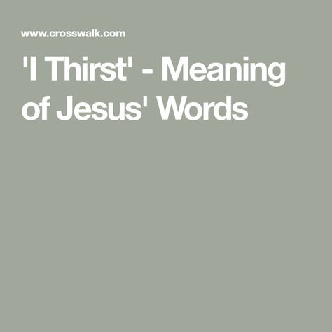 'I Thirst' - Meaning of Jesus' Words Jesus Last Words, Words Of Jesus, The Last Word, Last Words, Jesus On The Cross, Jesus Quotes, The Cross, Bible Study, Jesus Christ