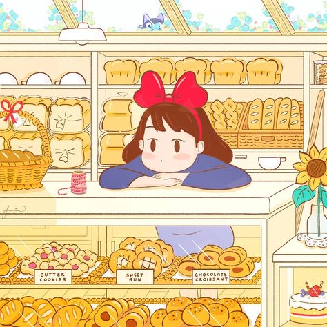 Ghibli Studio Wallpaper, Kiki's Delivery Service Wallpaper, Ghibli Cute, Ghibli Fanart, Studio Ghibli Fanart, Studio Ghibli Background, Ghibli Artwork, Studio Ghibli Movies, The Bakery