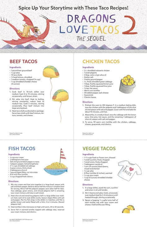 Dragons Love Tacos Party, Spanish Preschool, Cooking Theme, Dragons Love Tacos, Taco Ingredients, Taco Recipe, Taco Party, Library Activities, Dragon Birthday