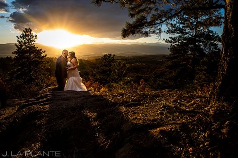 Sanctuary Golf Course Wedding | J. La Plante Photo | Denver Wedding Photographer Dramatic Sunset, Sunset Wedding Photos, Golf Course Wedding, Couples Portraits, Sunset Wedding, Party Bus, Denver Wedding, Couple Portraits, Golf Course