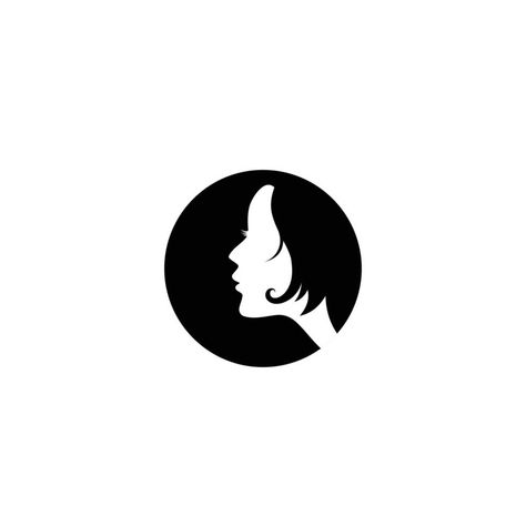 Beauty woman face side profile silhouette, inside circle negative space style logo. Woman Face Side Profile, Side Profile Silhouette, Face Side Profile, Beauty Woman Face, Women Logo, Profile Silhouette, Space Style, Beauty Face Women, Side Profile