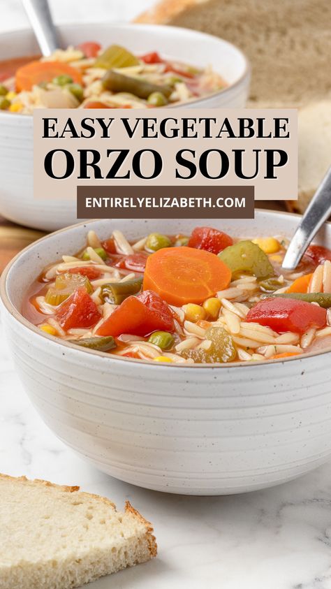 Non Meat Soups, Vegetable Soup No Meat Recipes, Easy Broth Based Soup Recipes, Aqua Cotta Soup, Vegetable Broth Pasta, Orzo Veggie Soup, Simple Soups 5 Ingredients, Healthy Crockpot Vegetable Soup, Basic Vegetable Soup