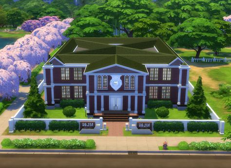 Mod The Sims - Elementary School - Go To School! Mansion Plans, Hig School, Sims Gameplay, The Sims 4 Lots, Sims 4 Tsr, Cc Sims4, Build Inspiration, The Sims 4 Packs, Sims Wallpaper