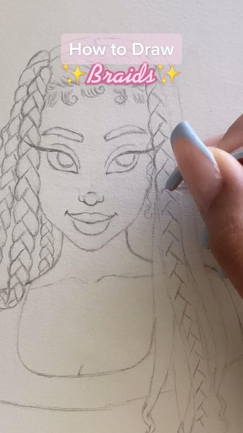 Draw Braids, Simple Art Drawings, How To Draw Braids, Braids Tutorial, الفن الرقمي, Cool Pencil Drawings, Art Tools Drawing, Sketches Tutorial, Easy Doodle Art