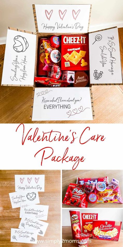 Valentines Care Package, Kids Care Package, Valentines Day Care Package, Student Valentines, Missionary Care Packages, Care Package Ideas, Healthy Valentines, Cash Gift Card, Valentines Gift Box