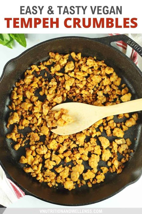 These quick and easy Tempeh Crumbles are incredibly versatile, easily customizable, and a perfect vegan swap for ground meat in just about any meal. Plus they're ready in about 10 minutes! Tempeh Crumbles, Tempeh Recipes Vegan, Tofu Meals, Vegan Crumble, Soy Tofu, Vegan Tempeh, Tempeh Recipes, Visual Recipes, Tofu Dishes