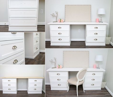 An IKEA Rast Makeup Vanity - idea for a diy desk (needs to be lifted) Nightstand Desk Diy, Ikea Rast Desk Hack, Building A Vanity Makeup Diy, Rast Desk Hack, Ikea Makeup Vanity Hack, Ikea Vanity Ideas, Ikea Hacks Makeup Vanity, Diy Ikea Vanity, Ikea Vanity Hack