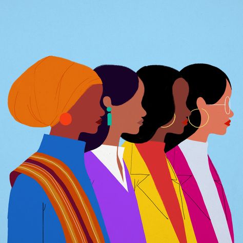 This illustration was created by Jovanna Tosello for International Women's Day. The piece features some of the freshman congress-women elected to office in the US: Ilhan Omar, Deb Haaland, Jahana Hayes, and Alexandria Ocasio-Cortez.   #illustration #illustrationart #illustrator #femaleempowerment #congress Feminism Art, Woman Illustration, Lukisan Cat Air, Feminist Art, Art And Illustration, 그림 그리기, Black Art, Grafik Design, Ladies Day