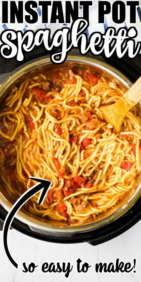 Instant Pot Spaghetti 🍝 - Instant pot spaghetti is the ultimate quick weeknight dinner. Dinner on the table in less than 30 minutes made with ingredients you have in your pantry! Instant Pot Spaghetti Recipe, Pollo Tropical, Quick Dinner Options, Instant Pot Spaghetti, Spaghetti Ingredients, Instant Pot Pasta Recipe, Healty Dinner, Spaghetti Recipe, Hot Italian Sausage