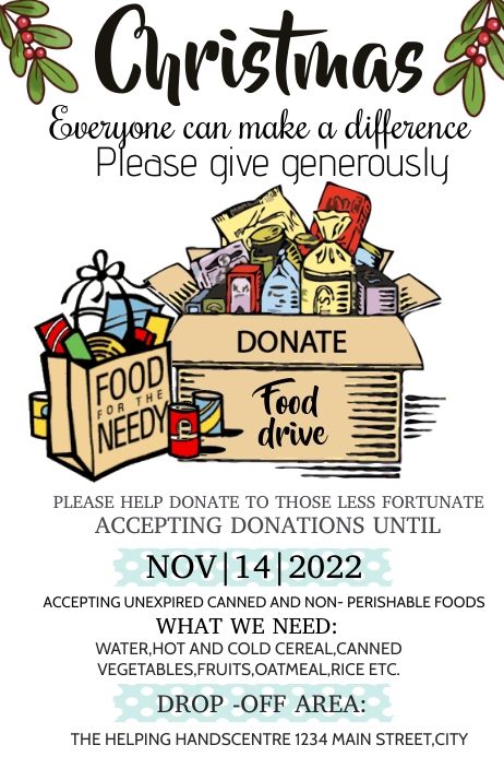 Clothes Drive Flyer, Christmas Donation Poster, Food Drive Poster Ideas For School, Food Donation Poster, Food Drive Poster Ideas, Food Pantry Donations, Food Bank Donations, English Reading Skills, Food Drive Flyer