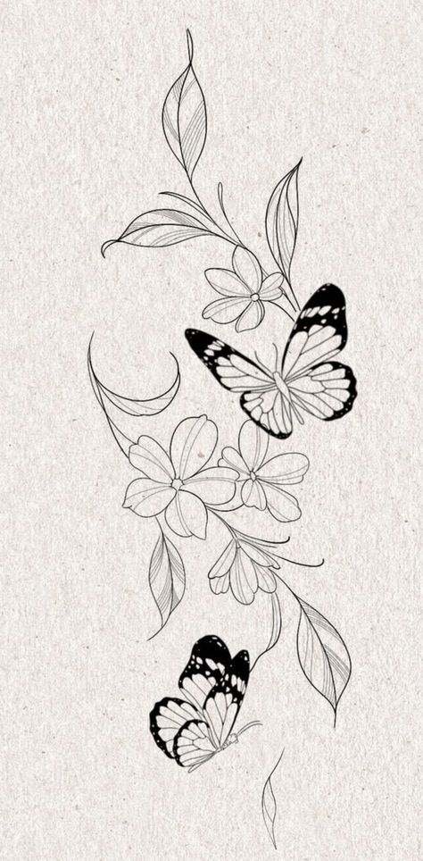 Flower Sketches Tattoo, Butterfly With Leaves Tattoo, Tattoo Stencil Outline Butterfly, Butterfly Leaf Tattoo, Wrist Tattoos For Women Stencil, Hand To Arm Tattoo Women, Butterfly Floral Tattoo Design, Butterfly Flower Tattoo Sleeve, Flower Tattoo Designs Arm