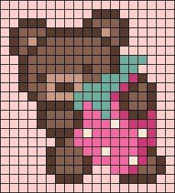 Cottagecore Perler Bead Patterns, Grid Pattern For Crochet, Aesthetic Pixel Art Grid, Duck Pixel Art Grid, Crochet Pixle Grids, Graph Pixel Art, Pink Alpha Pattern, Cute Grid Art, Aesthetic Pixel Art Easy